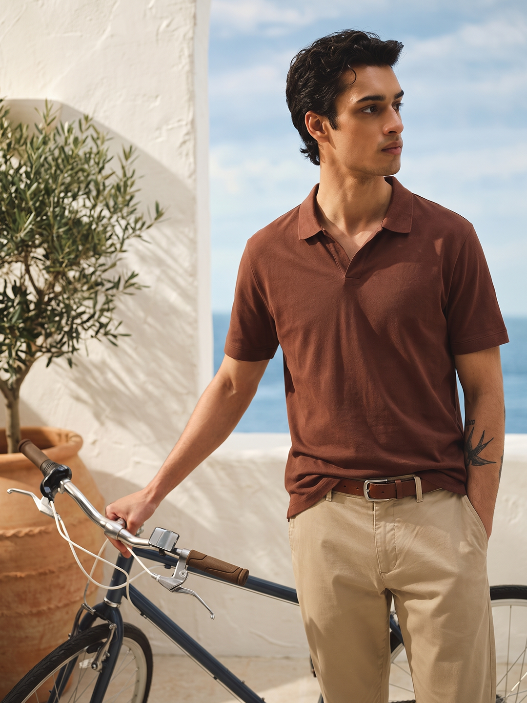 Men's 100% Cotton  Regular Fit Tshirt Brick