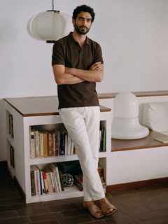 Men's White 100% Linen Regular Fit Pant