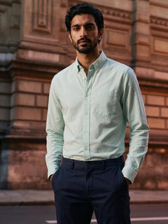 Men's Mint 100% Cotton Regular Fit Shirt