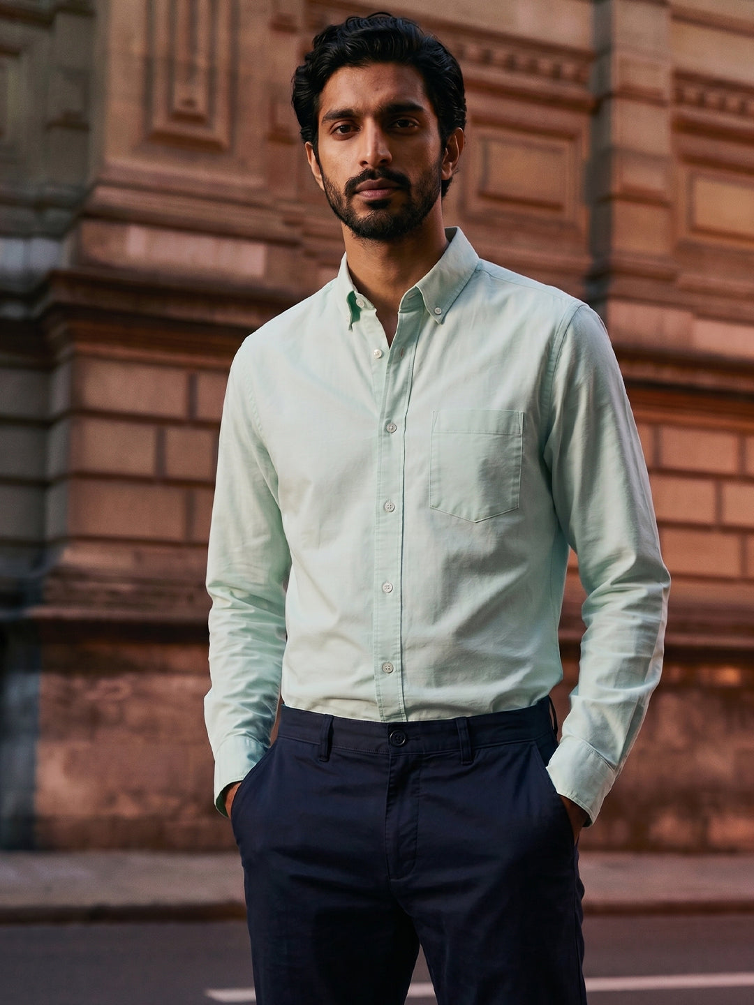 Men's Mint 100% Cotton Regular Fit Shirt