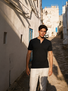 Men's Navy Cotton Elastane Slim Fit Tshirt