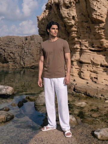 Men's Khaki 100% Organic Cotton Regular Fit Tshirt