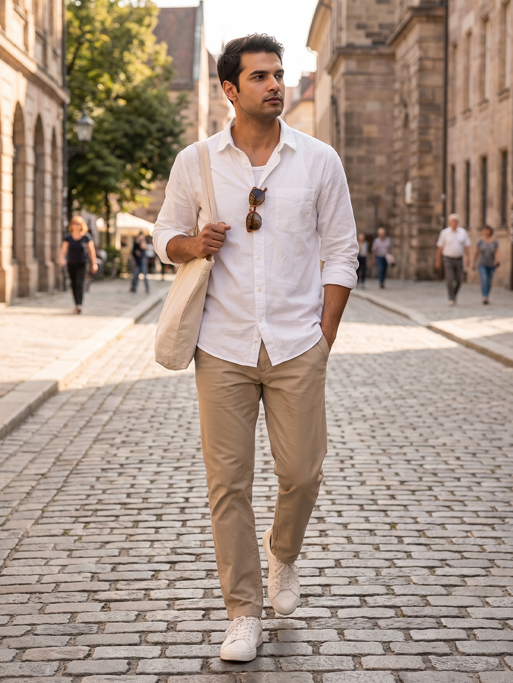 Men's White Cotton Linen Regular Fit Shirt