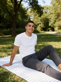 Men's White Cotton Elastane Slim Fit Tshirt