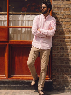Men's Pink 100% Cotton Regular Fit Shirt
