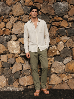 Men's Offwhite Linen Lyocell Regular Fit Shirt
