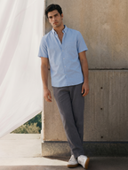 Men's Slate 100% Linen Regular Fit Pant