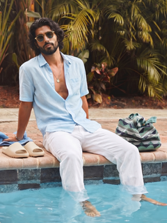 Men's Sky 100% Linen Regular Fit Shirt