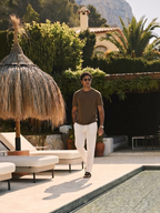 Men's Khaki Cotton Bamboo Elastane Regular Fit Tshirt