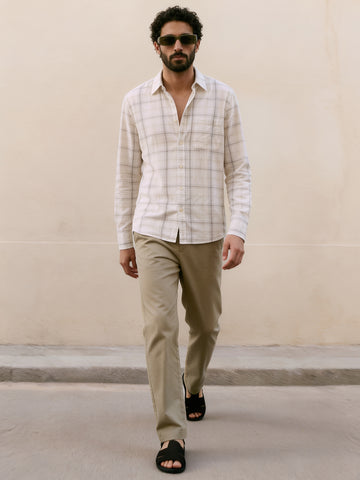 Men's Offwhite 100% Cotton Regular Fit Shirt