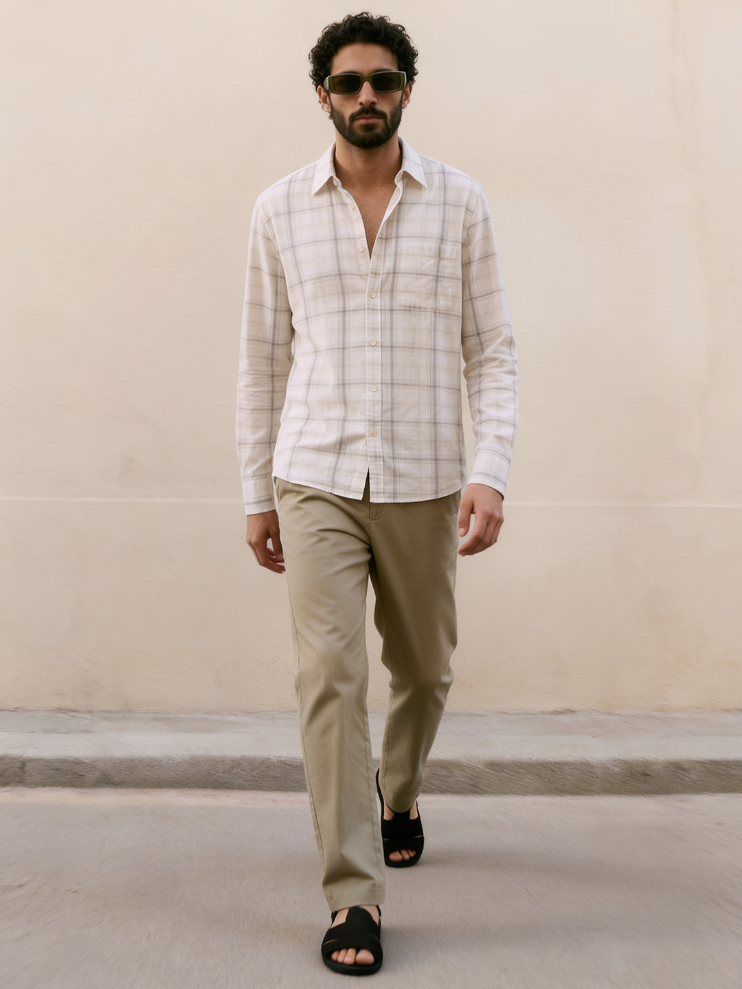 Men's Offwhite 100% Cotton Regular Fit Shirt