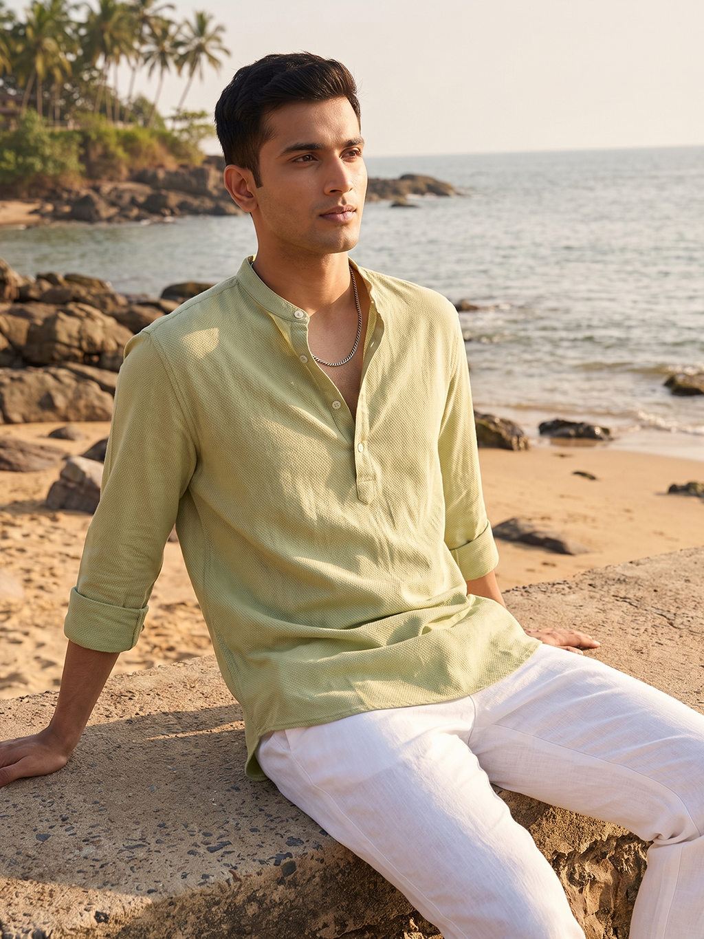 Men's Green 100% Cotton Regular Fit Shirt