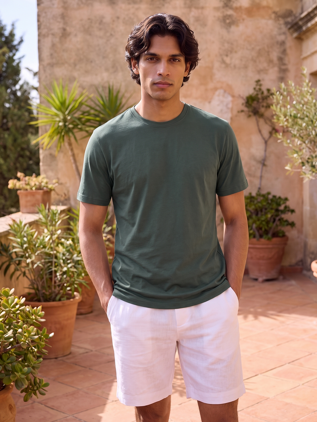 Men's 100% Cotton Regular Fit Tshirt Green