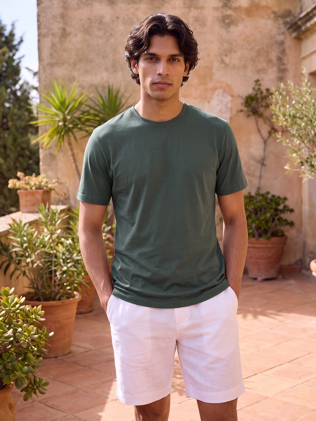 Men's 100% Cotton Regular Fit Tshirt Green