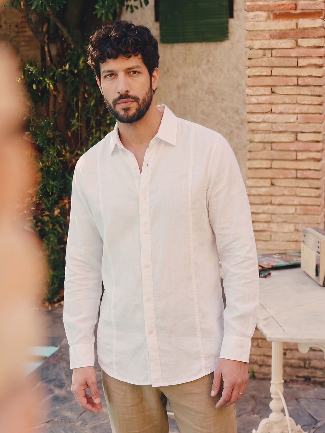 Men's Tencel Linen Regular Fit Shirt White