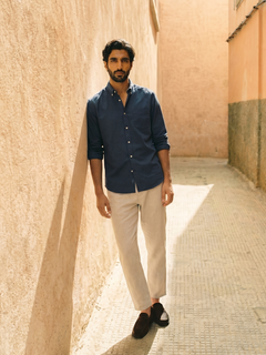 Men's Natural 100% Linen Regular Fit Pant