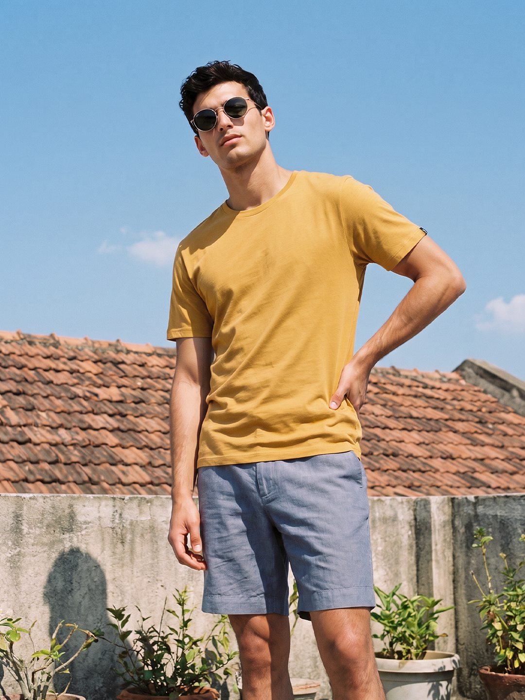 Men's 100% Cotton Regular Fit Tshirt Mustard