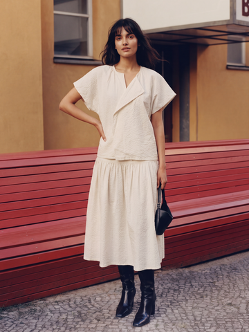 Women's Offwhite 100% Cotton Regular Fit Skirt