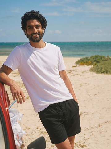 Men's Black Cotton Linen Regular Fit Shorts
