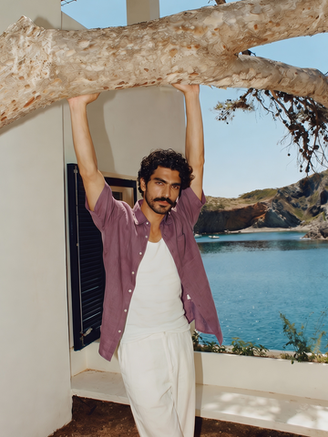 Men's Grape 100% Linen Regular Fit Shirt