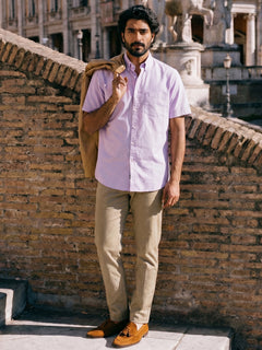 Men's Lilac Oxford 100% Cotton Regular Fit Shirt