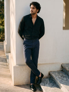 Men's Black 100% Cotton Regular Fit Shirt