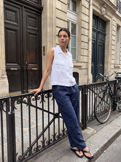 Women's 100% Linen Regular Fit Blouse White
