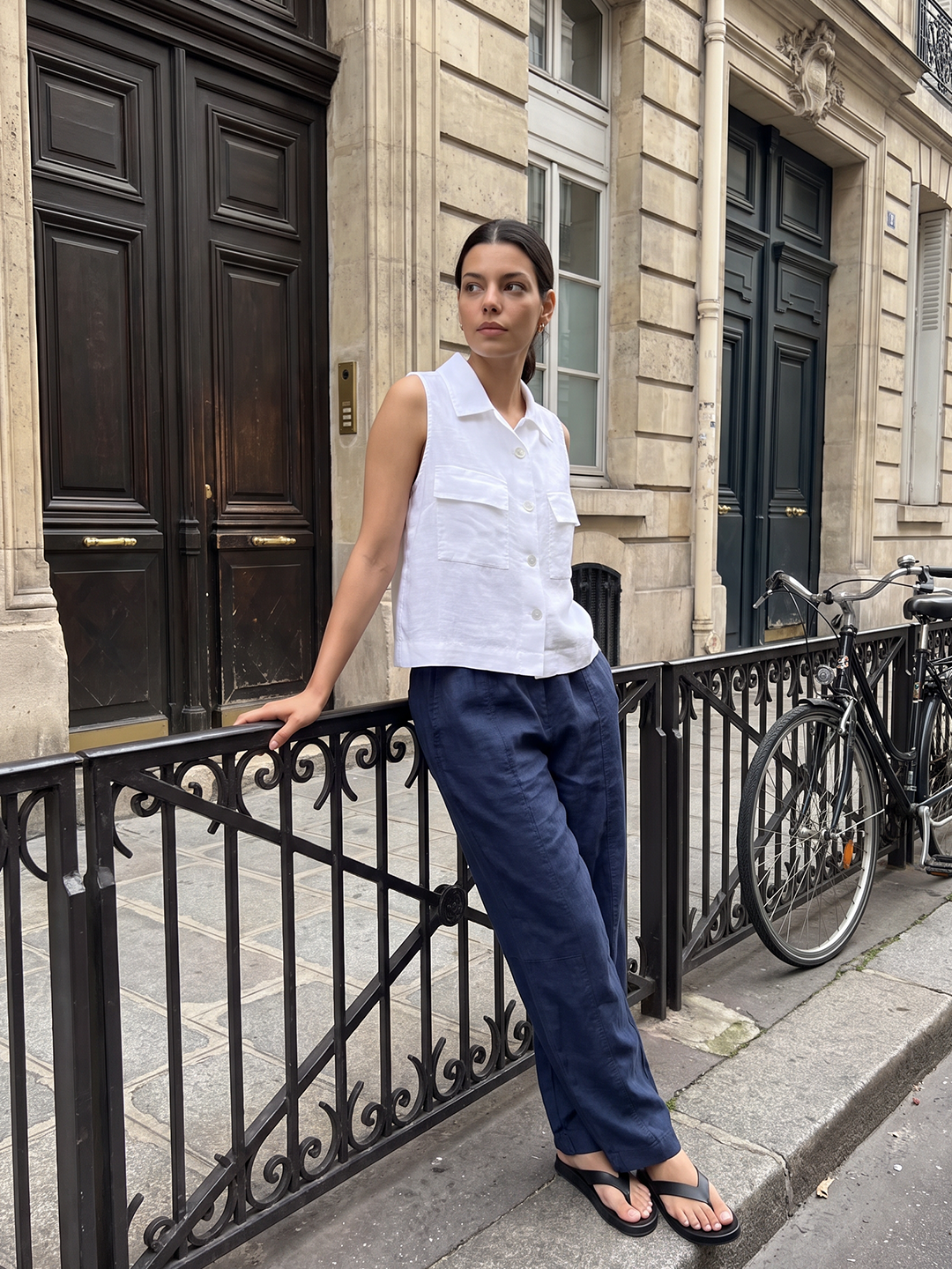 Women's 100% Linen Regular Fit Blouse White