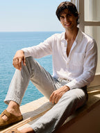 Men's Grey Cotton Linen Regular Fit Pant