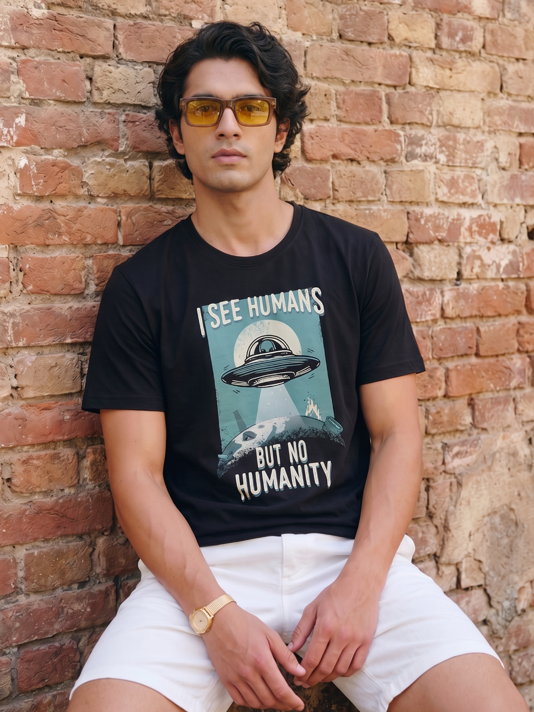 Men's 100% Organic Cotton Regular Fit Tshirt Black