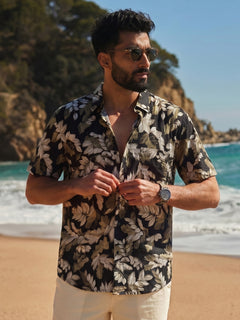 Men's Olive Modal Cotton Regular Fit Shirt