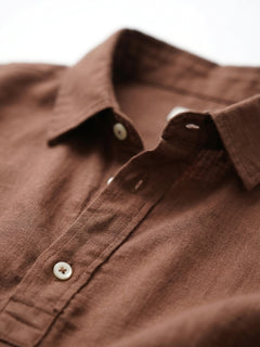 Men's Linen Full Sleeves Cotton Regular Fit Shirt Brown