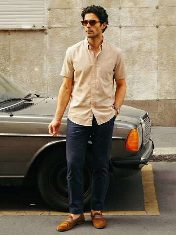 Men's Navy Cotton Lycra Slim Fit Pant