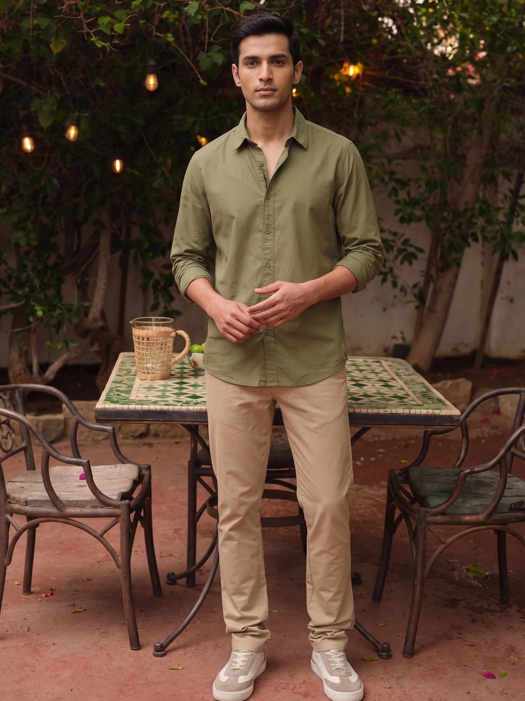 Men's 100% Cotton Regular Fit Shirt Olive