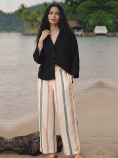 Women's Natural Linen Cotton Regular Fit Pant