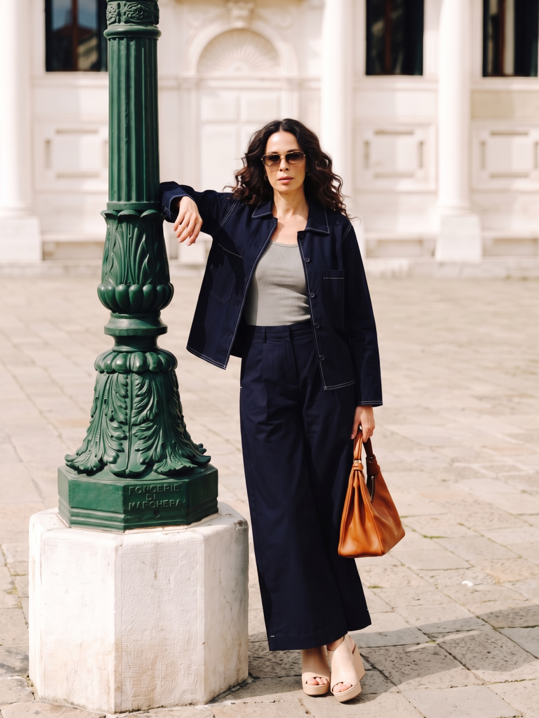 Women's Cotton Linen Regular Fit Jacket Navy