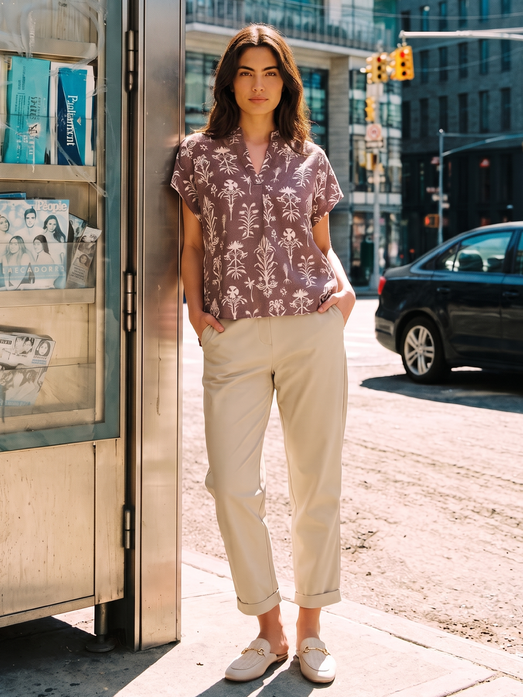 Women's Rust Tencel Linen Relax Fit Blouse