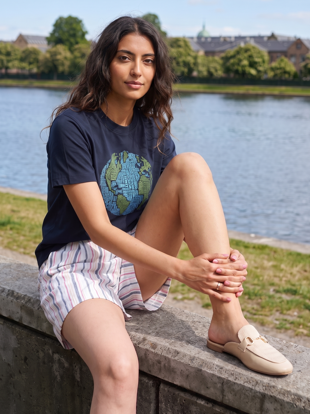 Women's Navy 100% Organic Cotton Regular Fit Tshirt