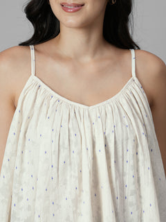 Women's Offwhite Cotton /Polyester Boxy Fit Blouse