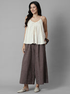Women's Offwhite Cotton /Polyester Boxy Fit Blouse