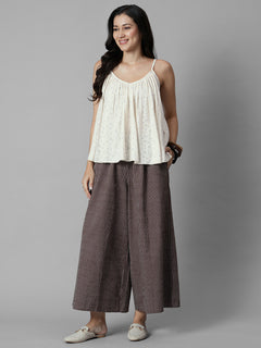 Women's Offwhite Cotton /Polyester Boxy Fit Blouse