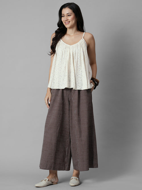 Women's Offwhite Cotton /Polyester Boxy Fit Blouse