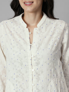 Women's Offwhite Cotton /Polyester Regular Fit Blouse