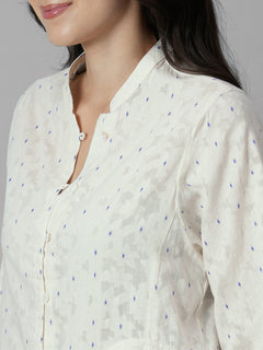 Women's Offwhite Cotton /Polyester Regular Fit Blouse