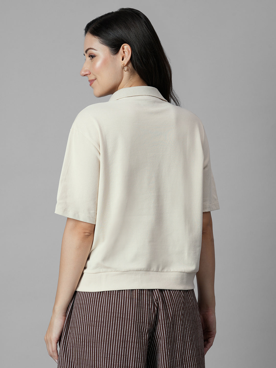 Women's Natural Cotton Elastane Regular Fit Tshirt