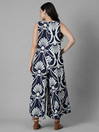 Women's Navy 100% Linen Regular Fit Jumpsuit