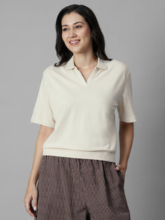 Women's Natural Cotton Elastane Regular Fit Tshirt