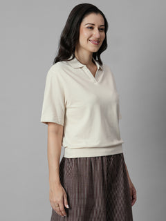 Women's Natural Cotton Elastane Regular Fit Tshirt