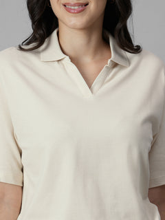 Women's Natural Cotton Elastane Regular Fit Tshirt