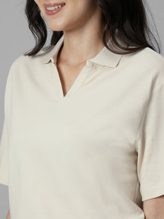 Women's Natural Cotton Elastane Regular Fit Tshirt